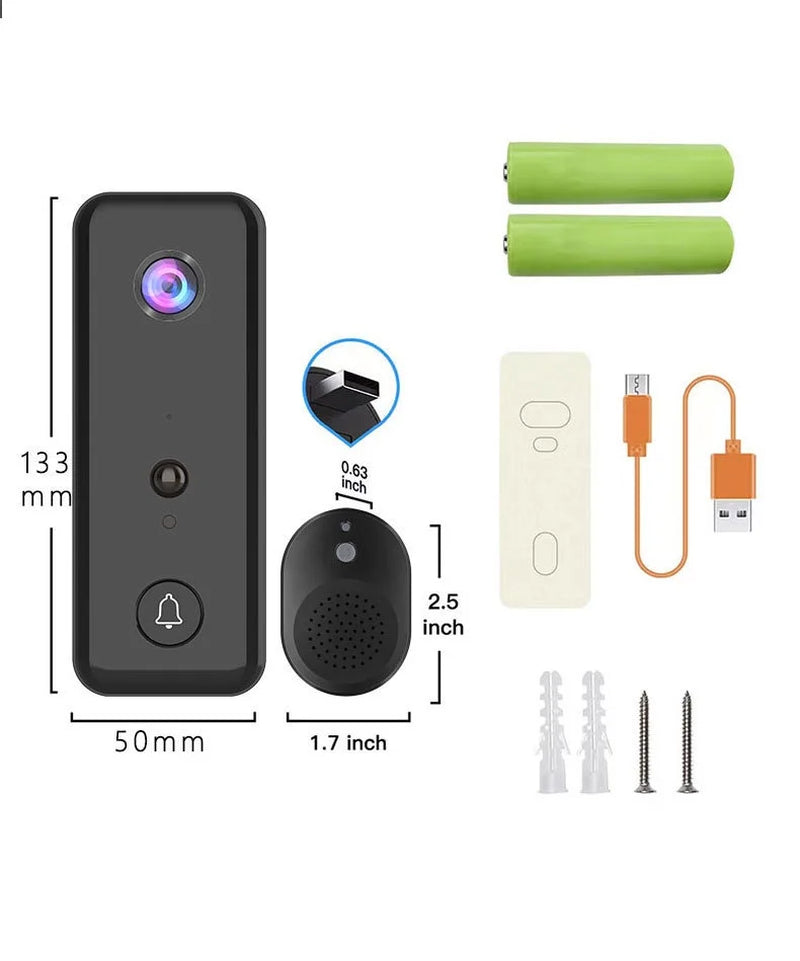 Wireless Doorbell Camera with Chime, Wireless Video Doorbell with PIR Human Detection, Cloud Storage, 2-Way Audio, Night Vision, 2.4G Wifi for Home Office