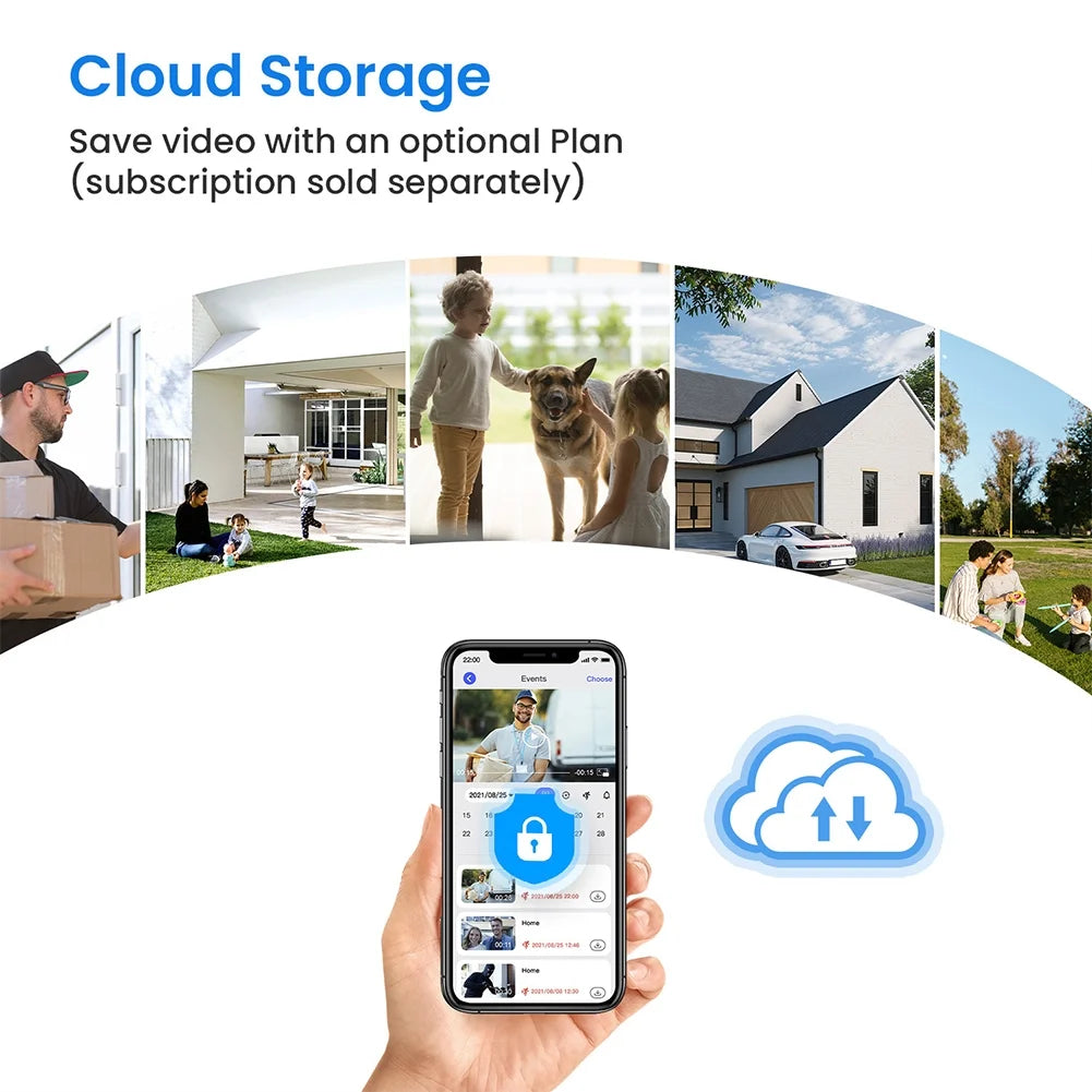 Wireless Doorbell Camera with Chime, Wireless Video Doorbell with PIR Human Detection, Cloud Storage, 2-Way Audio, Night Vision, 2.4G Wifi for Home Office