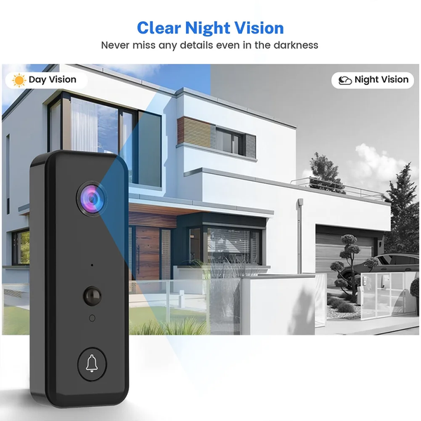 Wireless Doorbell Camera with Chime, Wireless Video Doorbell with PIR Human Detection, Cloud Storage, 2-Way Audio, Night Vision, 2.4G Wifi for Home Office