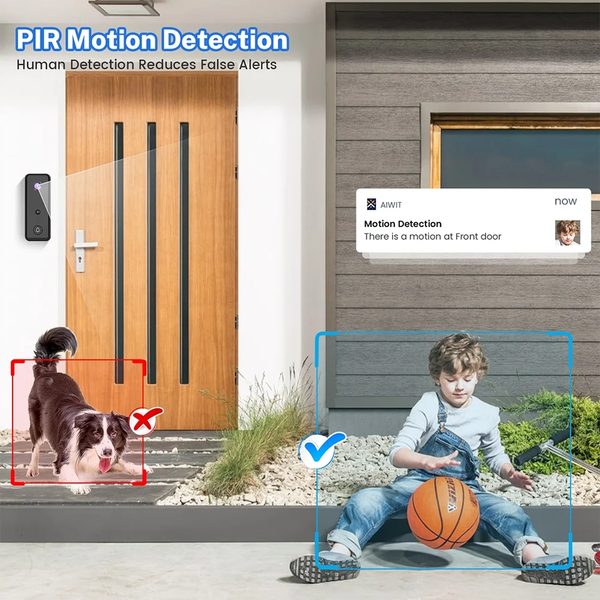Wireless Doorbell Camera with Chime, Wireless Video Doorbell with PIR Human Detection, Cloud Storage, 2-Way Audio, Night Vision, 2.4G Wifi for Home Office