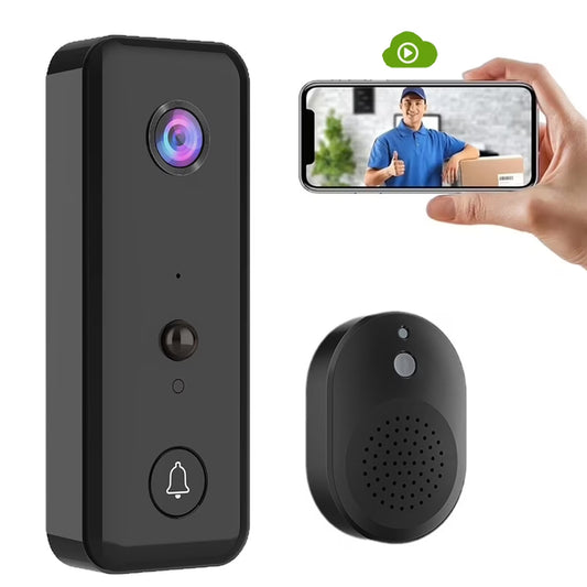 Wireless Doorbell Camera with Chime, Wireless Video Doorbell with PIR Human Detection, Cloud Storage, 2-Way Audio, Night Vision, 2.4G Wifi for Home Office