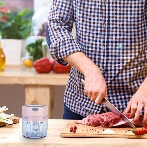 Mini Electric Garlic Chopper 8.45OZ Cordless Garlic Mincer Food Chopper Rechargeable Food Blender Chili Nut Onion Pepper Meat Ginger Food