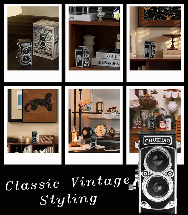 CHUZHAO Vintage Mini Digital Camera, Portable TLR Style Retro Point and Shoot Co