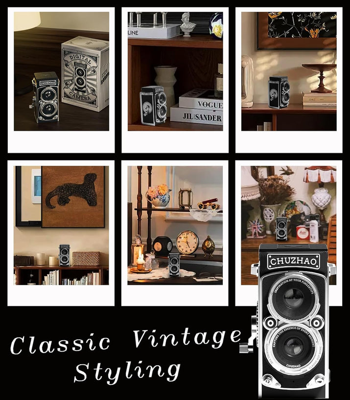 CHUZHAO Vintage Mini Digital Camera, Portable TLR Style Retro Point and Shoot Co