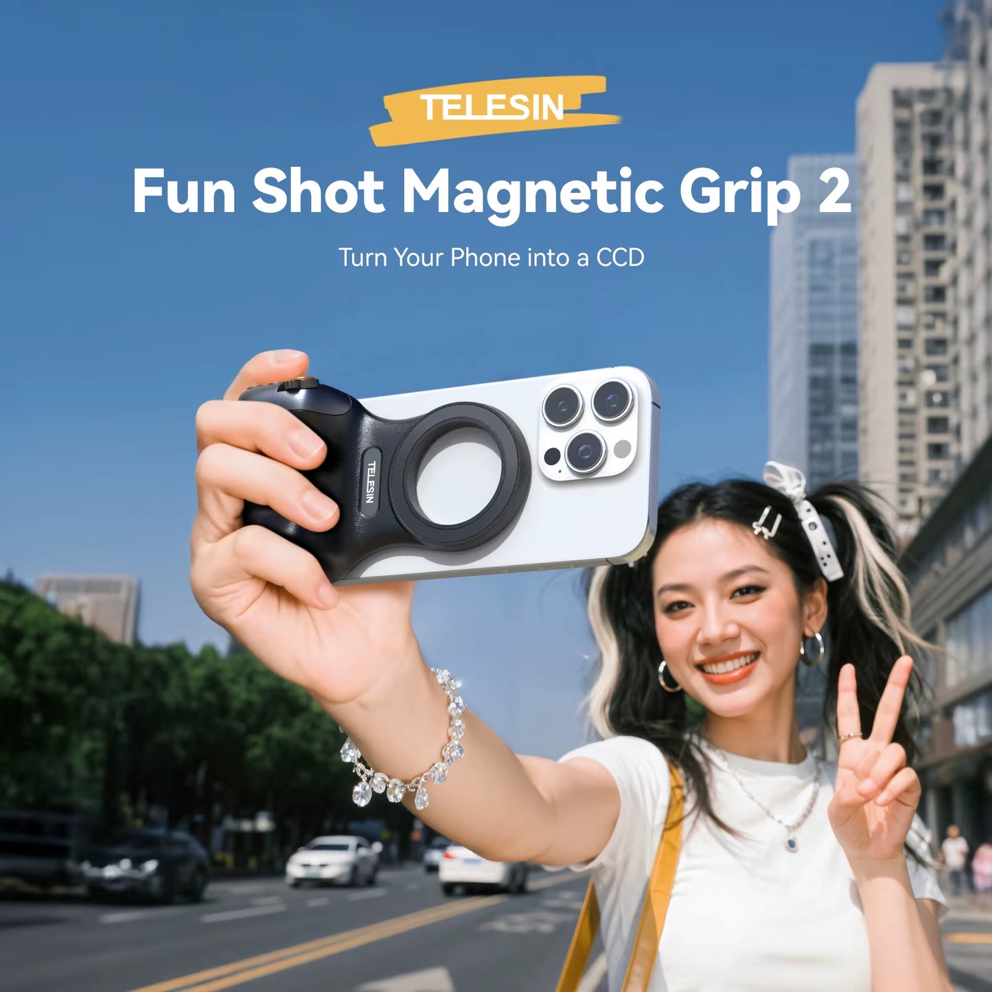 Magnetic Phone Camera Shoot Hand Grip Phone Holder Shooting Aid Remote Control Handle for Iphone HUAWEI SAMSUNG Phone