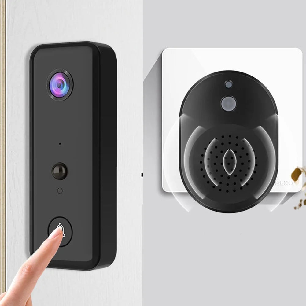 Wireless Doorbell Camera with Chime, Wireless Video Doorbell with PIR Human Detection, Cloud Storage, 2-Way Audio, Night Vision, 2.4G Wifi for Home Office